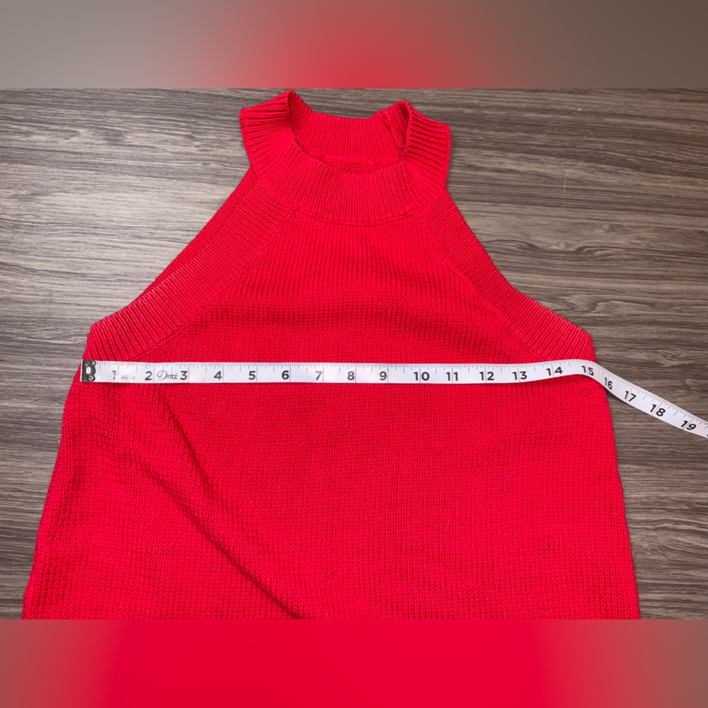 LOFT Mock Neck Ribbed Sweater Tank Red Size Medium - Picture 5 of 6